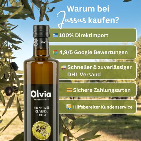 Olvia BIO Olivenöl 0,75l Tzortzis Family GR-BIO-01 bei Jassas