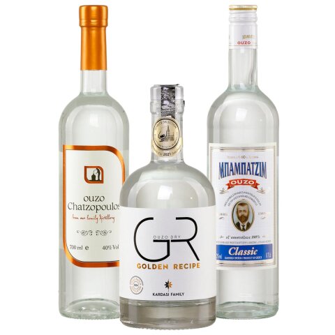 Ouzo Entdecker Set "Jassas Geheimtipps" 2x 0,7l & 1x 0,5l