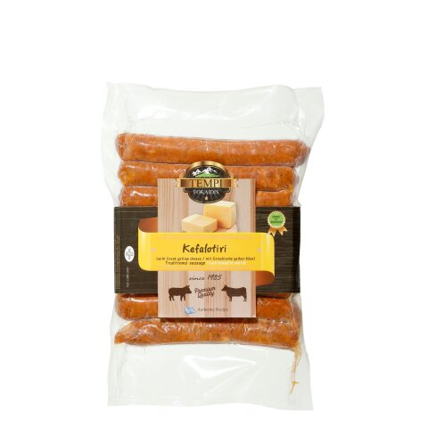 Griechische Bratwurst mit Kefalotiri Käse (7 Stück) 500g Tempi Fokaidis