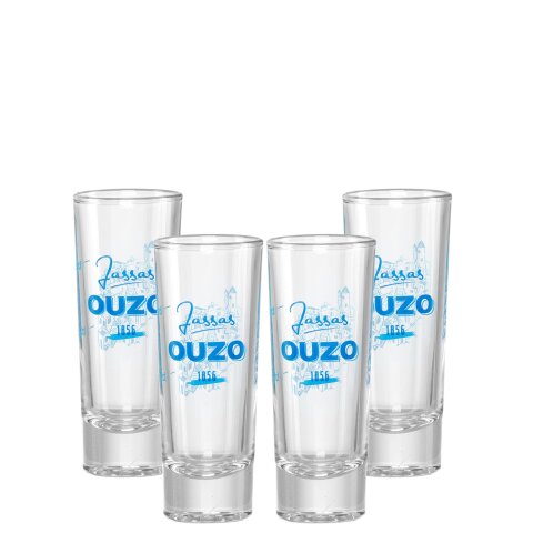 4er Set Jassas Original Ouzo Glas 2cl/4cl
