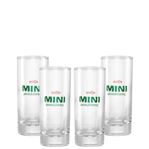 4er Set Mini Mytilini Original Ouzo Glas 14cl