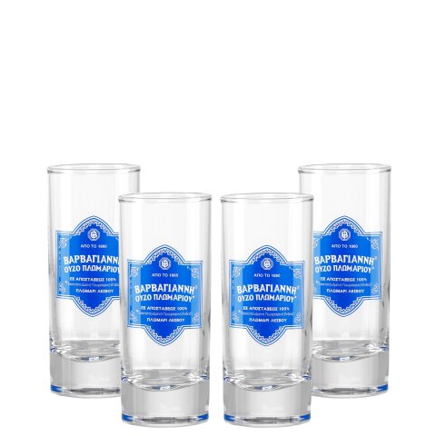 4er Set Barbayanni Ouzo Blau Glas 14cl