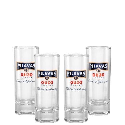 4er Set Pilavas Nektar Original Ouzo Glas 18cl